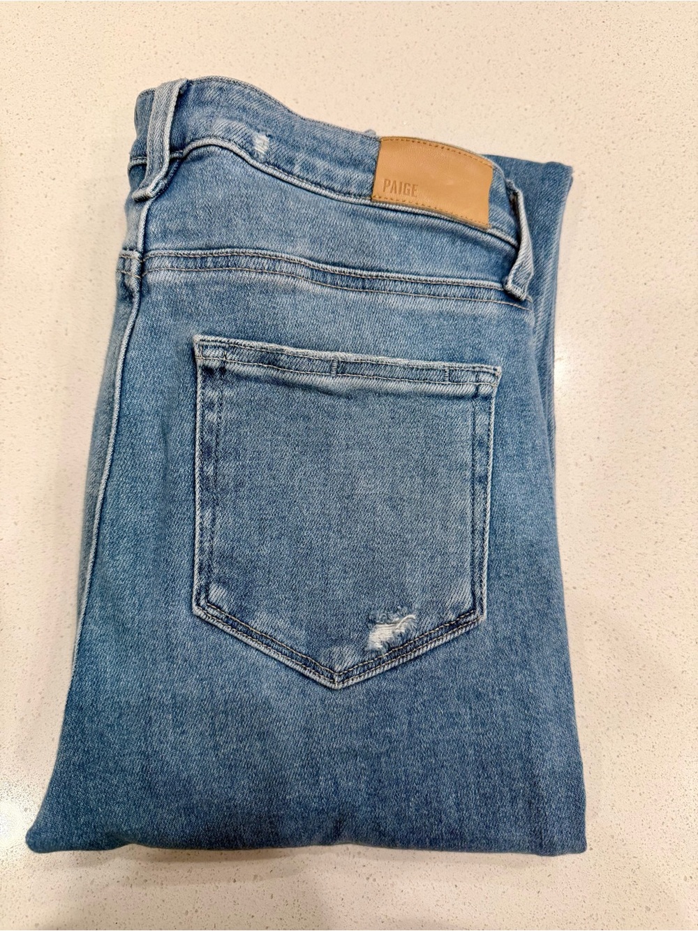 PAIGE Women's Cindy Distressed Light Blue Denim Jeans